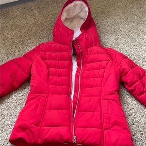 red hollister puffer jacket